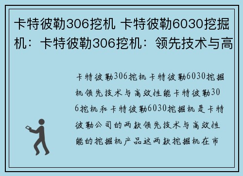 卡特彼勒306挖机 卡特彼勒6030挖掘机：卡特彼勒306挖机：领先技术与高效性能